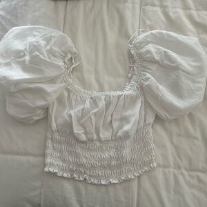 AFRM on/off the shoulder white crop top